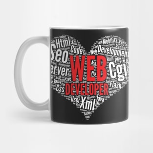 Web developer Heart Shape Word Cloud Design graphic Mug